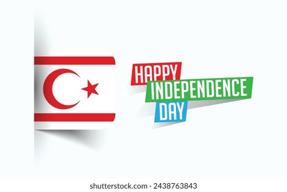 Happy Independence Day of Northern Cyprus Vector illustration, national day poster, greeting template design, EPS Source File