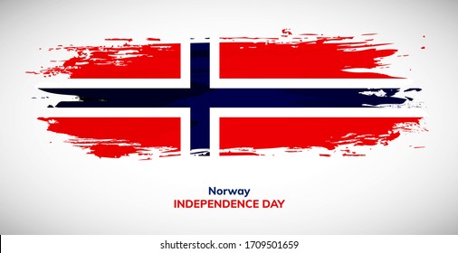 Happy independence day of Norway. Brush flag of Norway vector illustration. Abstract watercolor concept of national brush flag background.