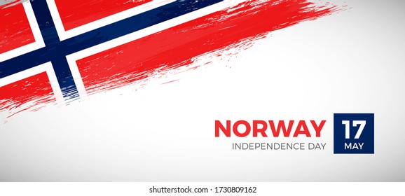 Happy independence day of Norway. Brush painted grunge flag of Norway country. Creative brush flag vector background