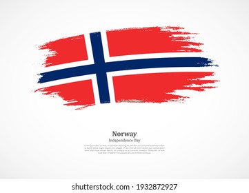 Happy independence day of Norway with national flag on grunge texture