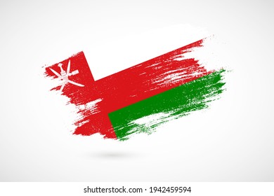 Happy independence day of Oman with vintage style brush flag background