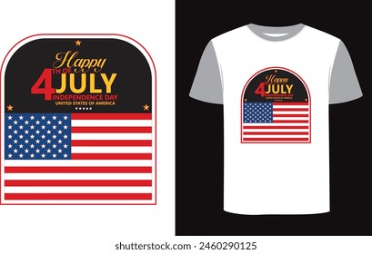Happy independence day on 4th of july with flag t shirt design.