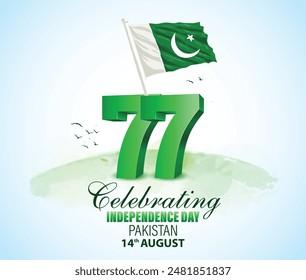 happy independence day Pakistan. 3d letter with Pakistani flag. vector illustration design