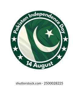 happy independence day Pakistan. 3d flag. 14 August badge design, celebration,  vector illustration design, Eps