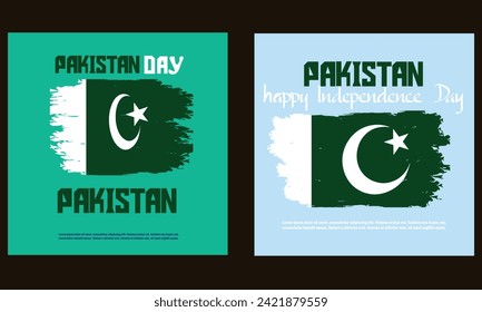 Happy independence day of Pakistan. Brush flag of Pakistan vector illustration. Flag of Pakistan