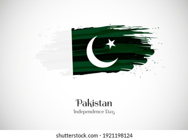 Happy independence day of Pakistan with creative brush flag background