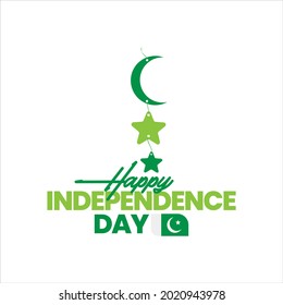 Happy Independence Day Pakistan with crescent and stars vector illustration