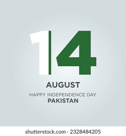 Happy Independence Day Pakistan Design. Number 14 made of the Pakistan Flag as Pakistan celebrates its Independence Day on the 14th of August.