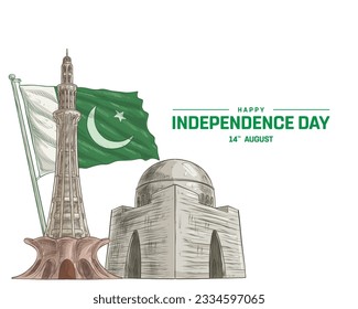 Happy Independence day Pakistan, Pakistan Independence day, Pakistan, Pakistan Flag, 14th August, 14 August, National Day, Independence Day, Vector Illustration Icon Typographic design Typography Eps