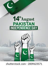 happy independence day Pakistan greetings. vector illustration design