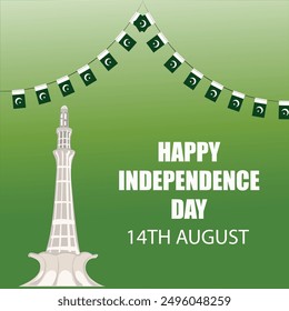 Feliz Día de la Independencia de Pakistán saludos post para medios sociales