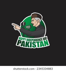 Happy Independence Day of Pakistan, Quaid e Azam speech sticker vector illustration