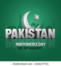 happy independence day Pakistan. vector illustration of Pakistan  3d letter. poster, banner , template design