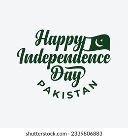 Happy Independence Day of Pakistan Vector illustration. Pakistan national flag isolated on white background. Independence day typography and lettering banner, poster, greeting template design.