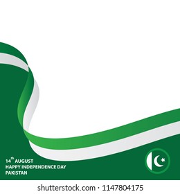 Happy independence day of pakistan with wavy flag