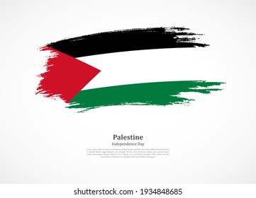 Happy independence day of Palestine with national flag on grunge texture