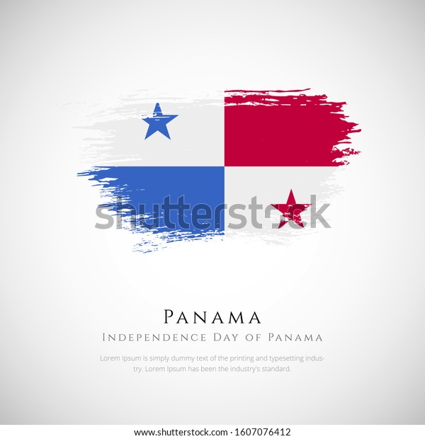 パナマの独立記念日 パナマのブラシ国旗のベクターイラスト 国旗の背景に抽象的コンセプ ブラシストロークの背景 のベクター画像素材 ロイヤリティフリー