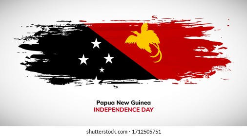 Happy independence day of Papua New Guinea. Brush flag of Papua New Guinea vector illustration. Creative watercolor concept of national brush flag background.