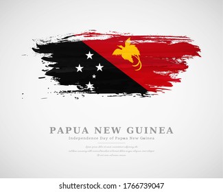 Happy independence day of Papua New Guinea with artistic watercolor country flag background