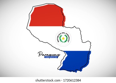 Happy independence day of Paraguay. Creative national country map with Paraguay flag vector illustration