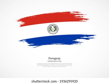 Happy independence day of Paraguay with national flag on grunge texture