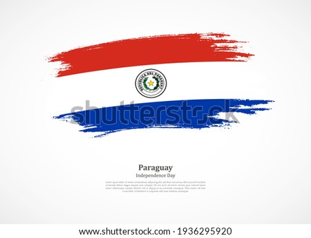 Happy independence day of Paraguay with national flag on grunge texture