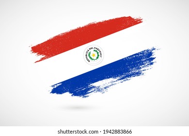 Happy independence day of Paraguay with vintage style brush flag background