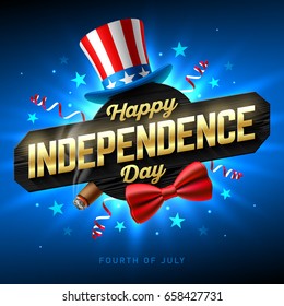 Happy Independence Day party poster or flyer template. Fourth of July USA Independence Day celebration. Vector illustration.