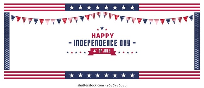 Happy Independence Day Patriotic Frame with Bunting.