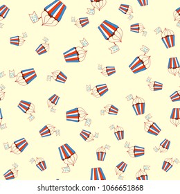 Happy independence day pattern. United States of America, 4 th of July. Greeting Card with Font. Happy fourth of July card. Hand drawn decoration. Doodle style vector illustration.