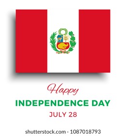 happy independence day of peru banner layout design with text and paper cut national flag on a white background. vector illustration for greeting cards, posters, flyers, invitations, brochures