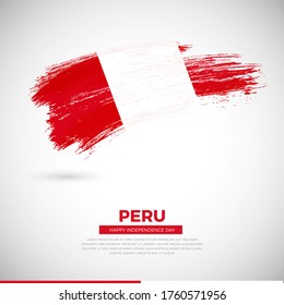 Happy independence day of Peru country. Creative grunge brush of Peru flag illustration