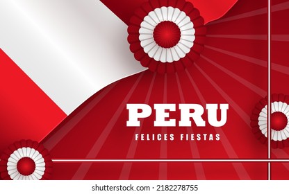 Feliz Día de la Independencia de Perú, ilustraciones de las fiestas partrias de Perú, el 28 de julio