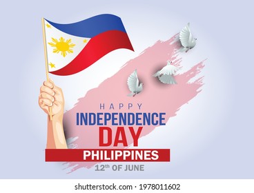 happy Independence day Philippines 12th June. vector illustration. greeting card.