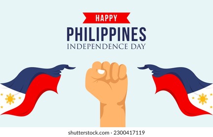 Happy independence day philippines background with philippines flag vector