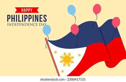 Happy independence day philippines background with philippines flag vector