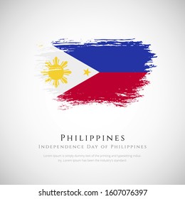 Happy independence day of Philippines. brush flag of Philippines vector illustration. abstract concept of national brush flag background. brush stroke background.