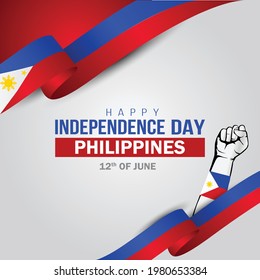 happy independence day Philippines. hands holding with Philippine flag. vector illustration design