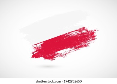 Happy independence day of Poland with vintage style brush flag background