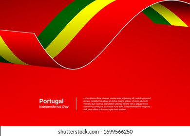 Happy independence day of Portugal. Creative waving flag banner background. Greeting patriotic nation vector.