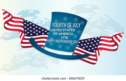 Happy Independence Day Poster, 4th of July. Vector illustration is. The flag is on the background