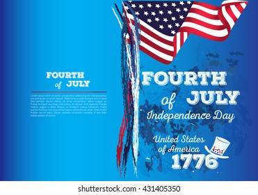 Happy Independence Day Poster, 4th of July. Vector illustration is. The flag is on the background