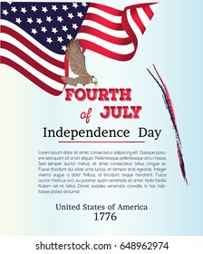 Happy Independence Day Poster, 4th of July. Vector illustration is. The flag and the eagle are on the background