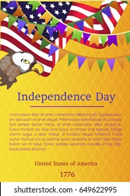 Happy Independence Day Poster, 4th of July. Vector illustration is. The flag and the eagle are on the background