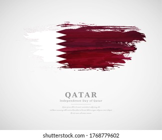 Happy independence day of Qatar with artistic watercolor country flag background