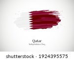 Happy independence day of Qatar with creative brush flag background