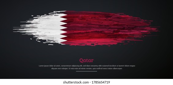 Happy independence day of Qatar with watercolor grunge brush flag background