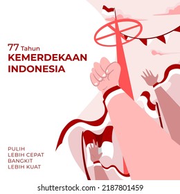 Happy independence day of the Republic Indonesia post with traditional games concept illustration. Selamat tahun kemerdekaan indonesia ke 77 translates to Happy 77 years Indonesia independence day. svg