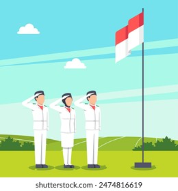 Happy Independence day Republic of Indonesia with Paskibra vector illustration