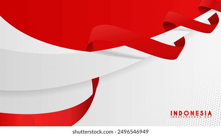 Happy Independence Day Republic Of Indonesia, 17 august. greeting card with red and white design